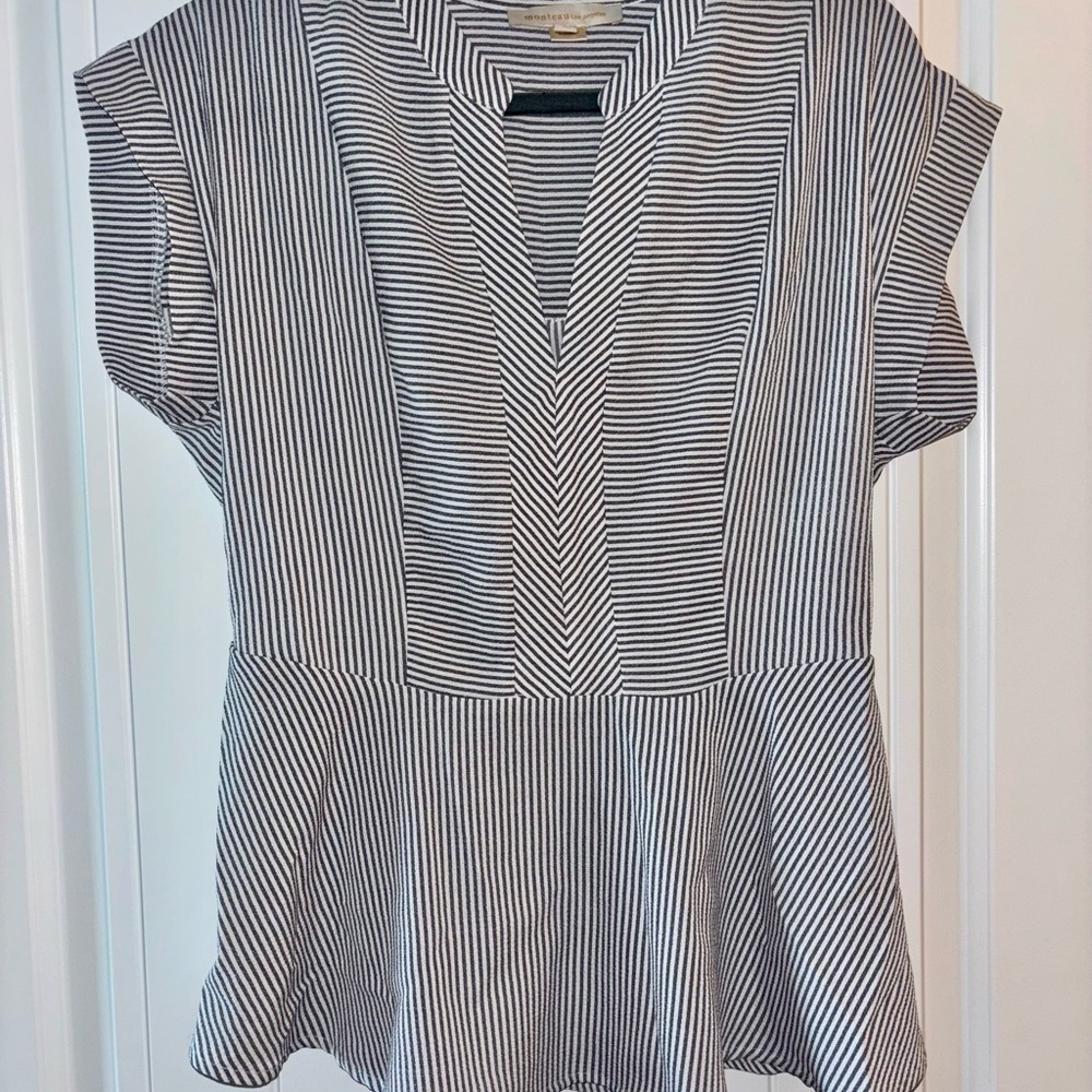 Monteau Black and White Striped Blouse
